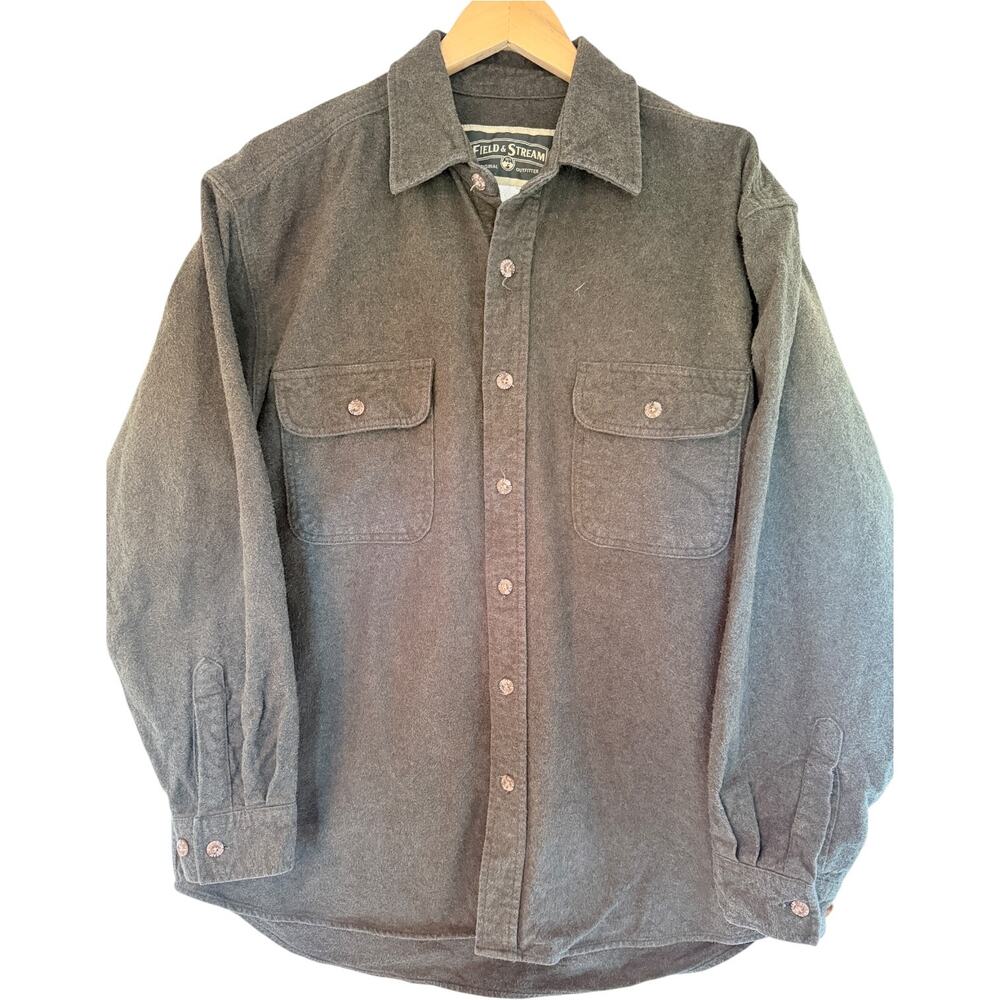 Field & Stream Flannel Button Up Shirt Mens Large Green Outdoor Hunting